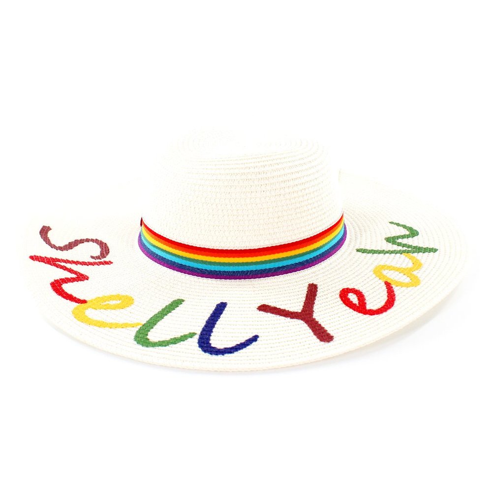 August Hat Company Rainbow "Shell Yeah" White Summer Floppy Hat #HT114